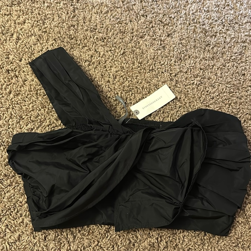 Anthropologie Black Ruched Top